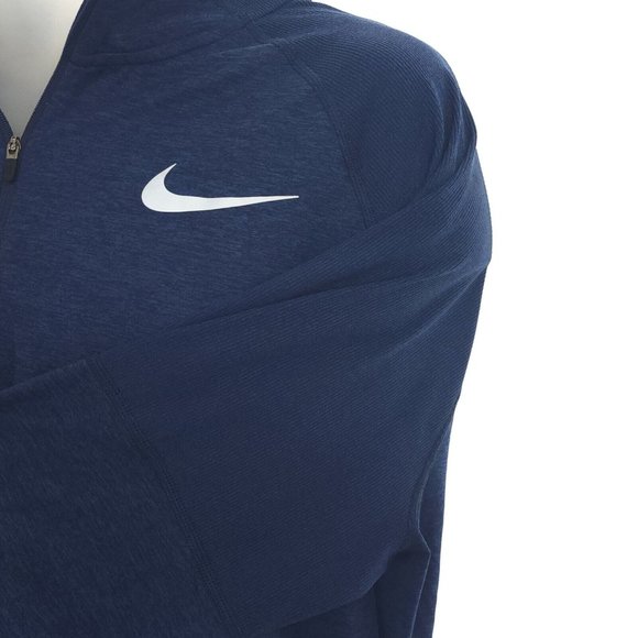 NIKE Dri Fit Mens XL 1/4 Zip Loose Running L/S Shirt Dark Blue Reflective Stripe - Picture 4 of 8